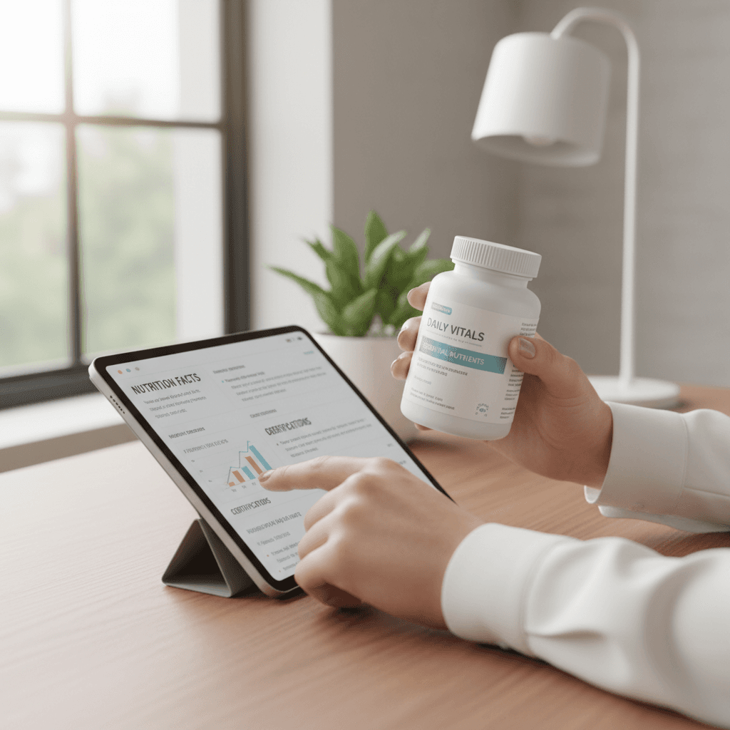 Customer holding Audizen ear health supplement product