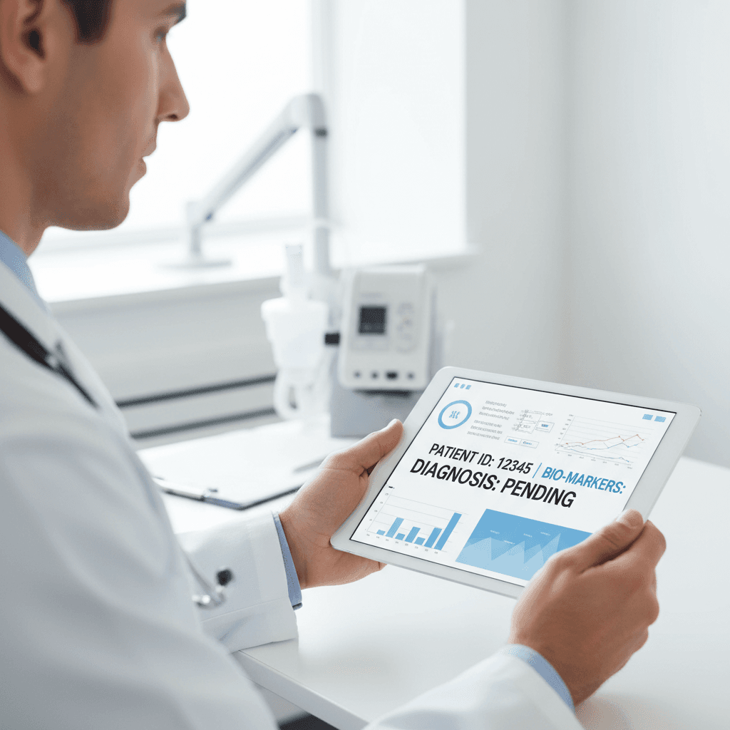 Healthcare professional reviewing tinnitus management information